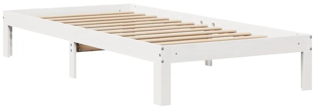 Cama com estante sem colchão 90x190 cm pinho maciço branco