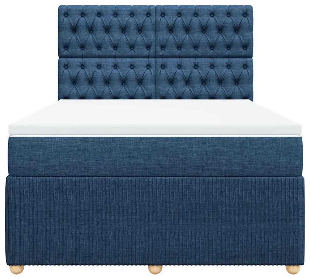 Cama com molas/colchão 160x200 cm tecido azul