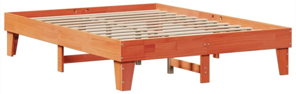 Cama sem colchão 140x200 cm madeira pinho maciça castanho-mel