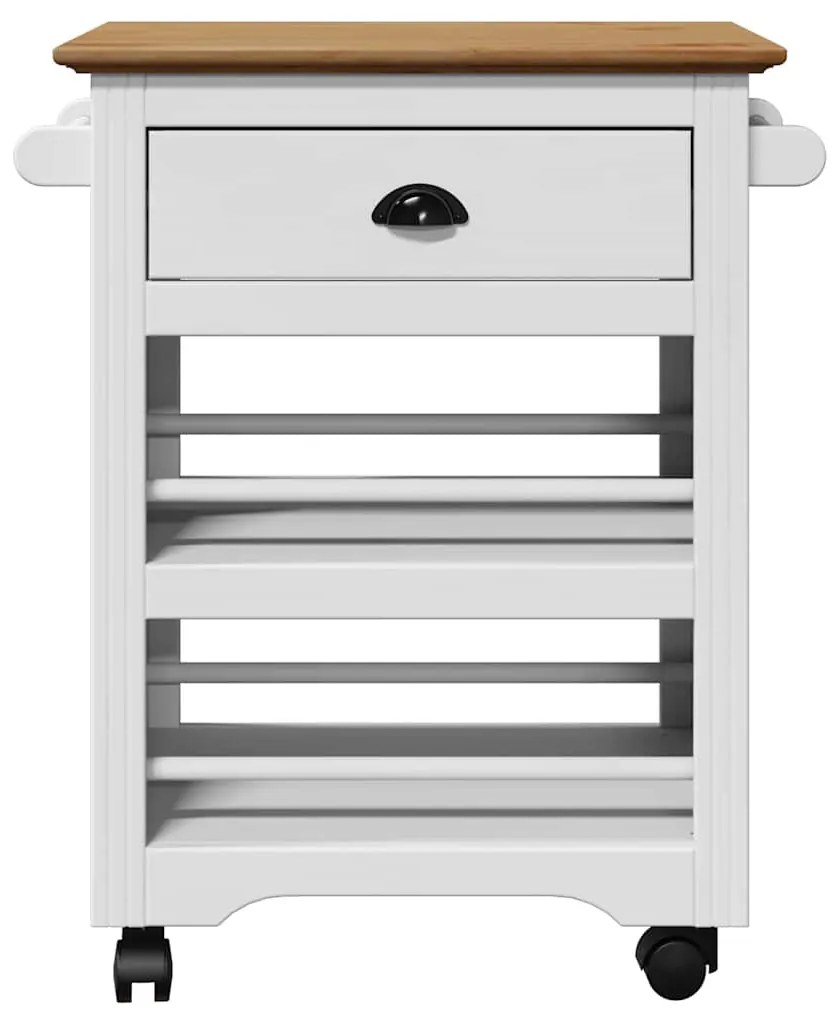 Carrinho de cozinha BODO branco e castanho 67,5x45x80 cm