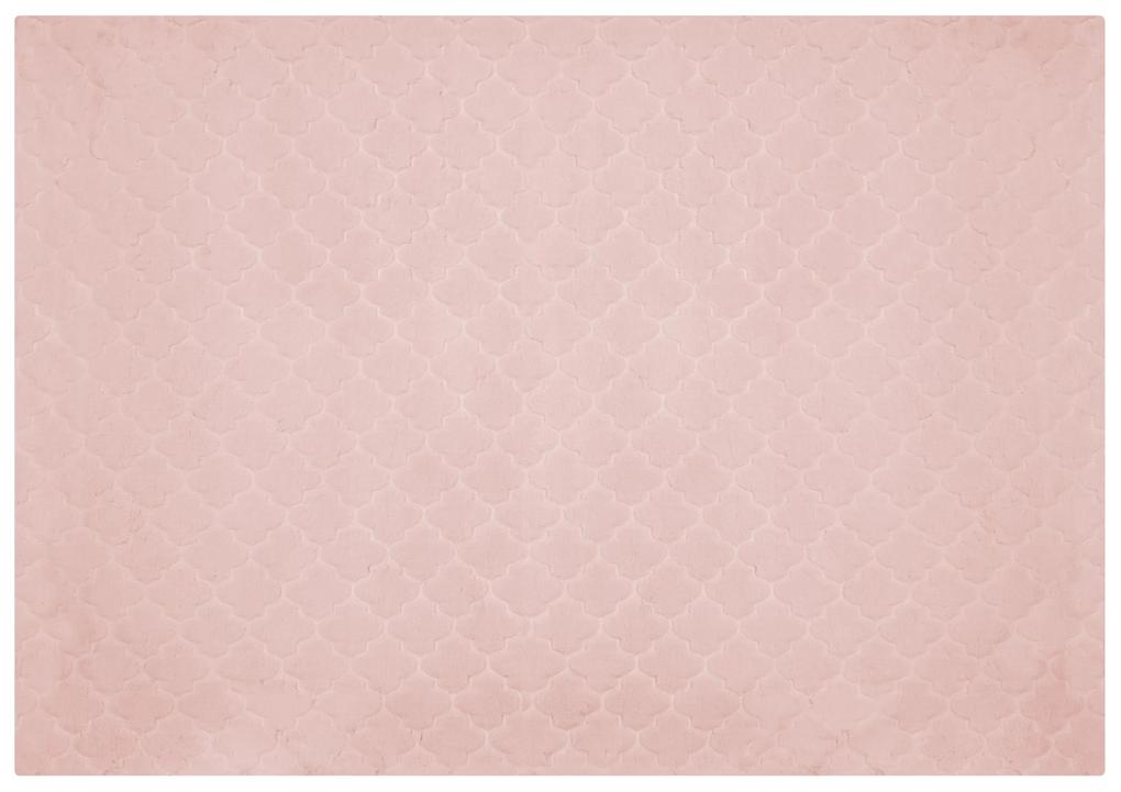 Tapete de pelo sintético de coelho rosa 160 x 230 cm GHARO Beliani