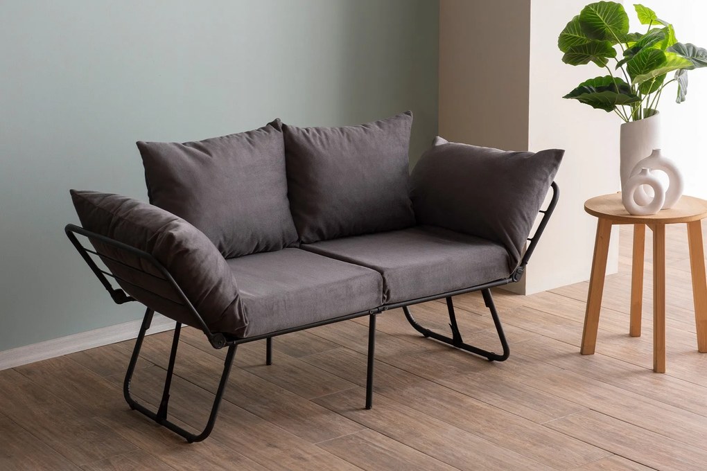 Sofá-Cama de 2 Lugares Viper – Cinzento – 150 x 78 x 60 cm