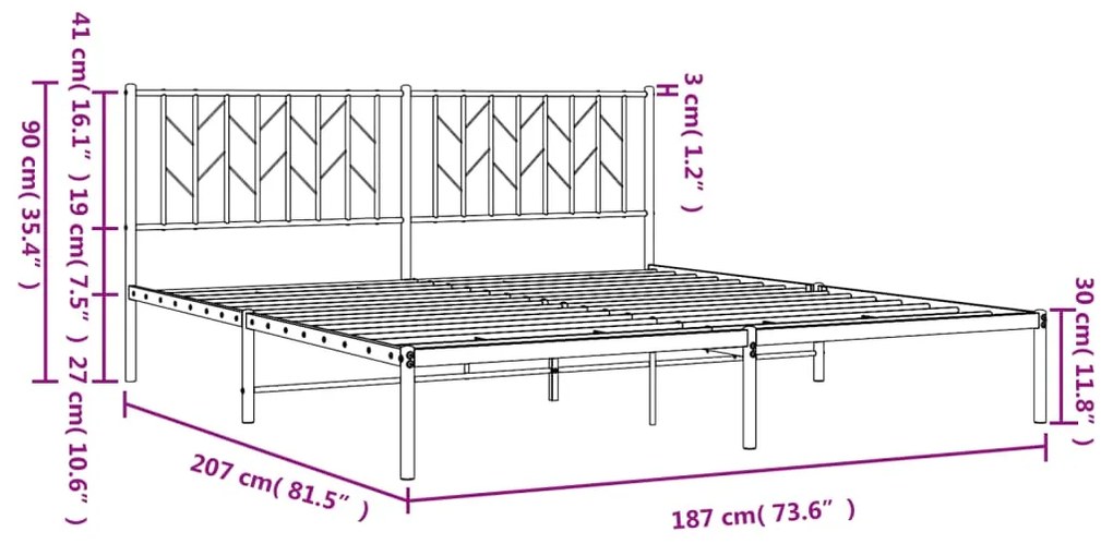 Estrutura de cama em metal com cabeceira 180x200 cm preto