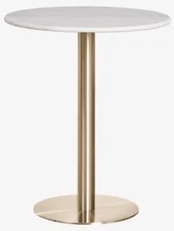 Mesa De Bar Redonda Em Pedra Natural Xiren Ø70 Cm & Mármore Branco Guangxi & Ouro Escovado - Sklum