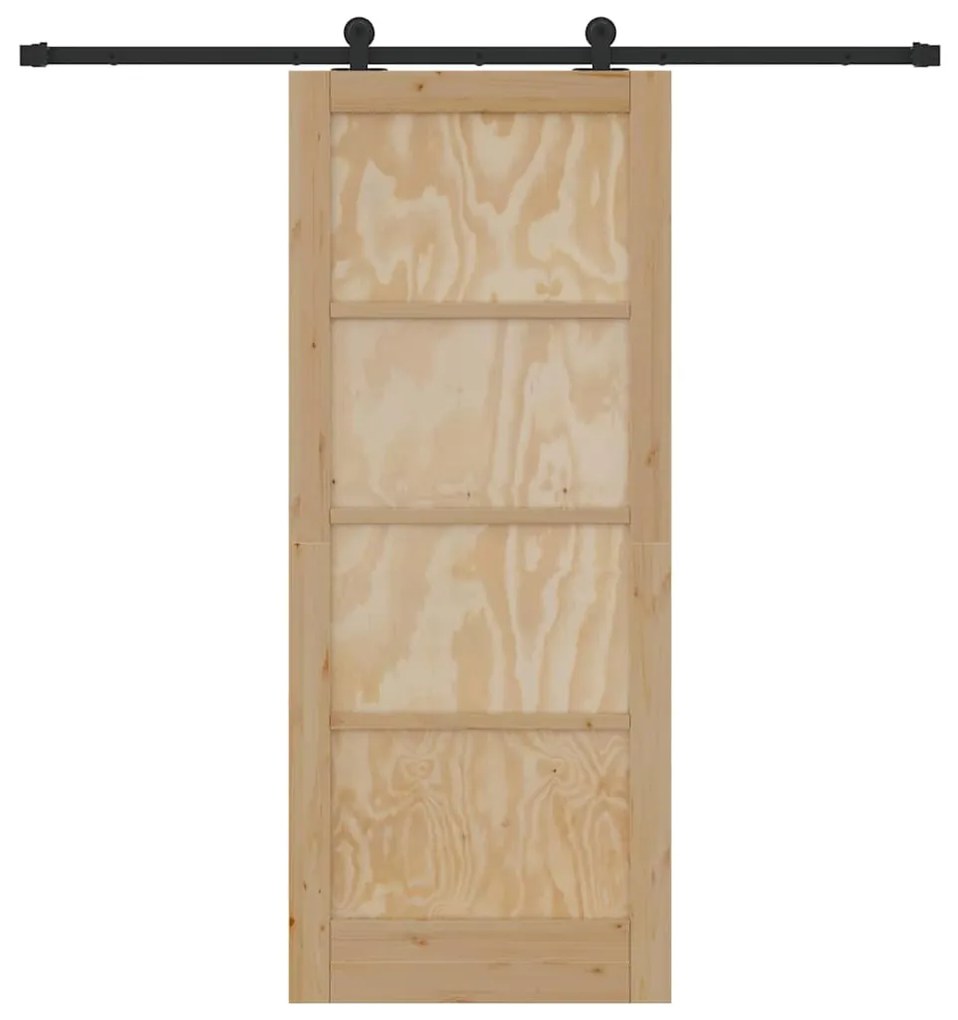 Porta de Correr com Conjunto de Ferragens 83x202 cm Madeira Maciça de