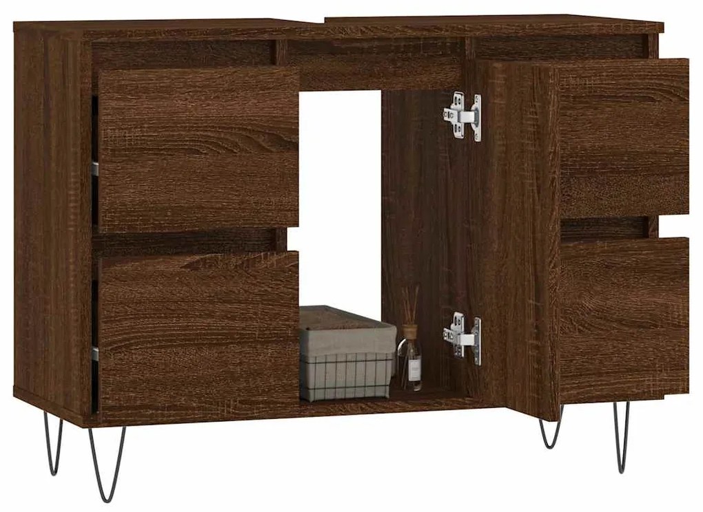 Armário casa banho 80x33x60 cm deriv.madeira carvalho castanho