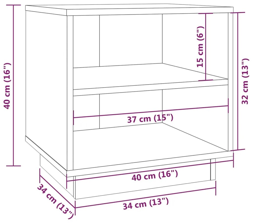 Mesa de cabeceira 40x34x40 cm pinho maciço castanho mel