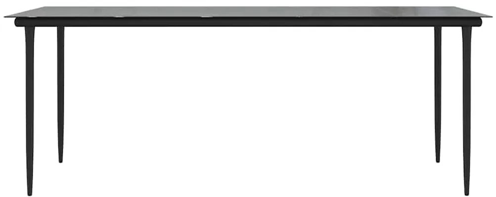 Conjunto de jantar jardim 9 peças almofadas vidro vime PE preto