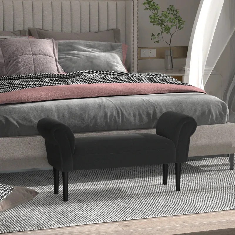 Banco Moderno de Linho – Wissy – 102x31x51 cm – Preto – Design Contemp