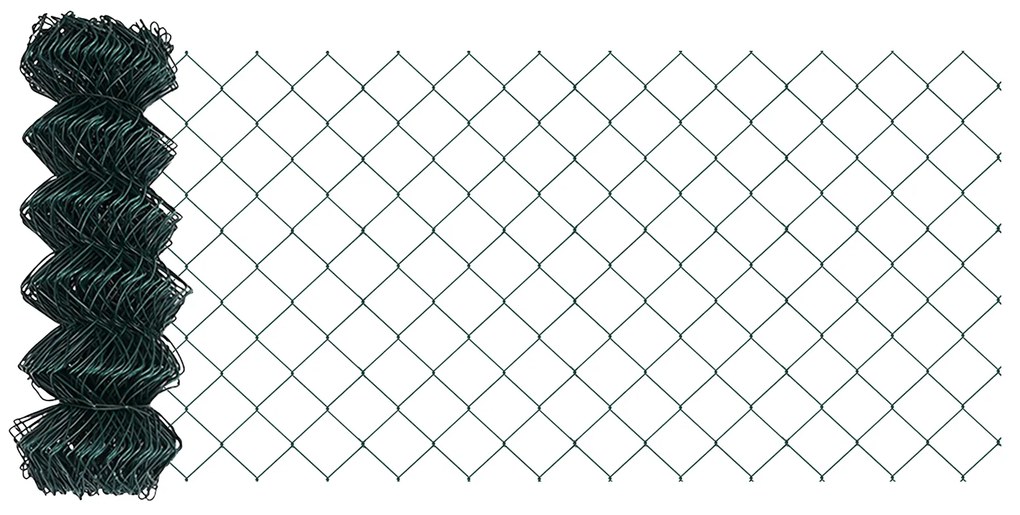 Cerca de Cadeia com 10 Postes em U Verde 0.8x10 m Aço