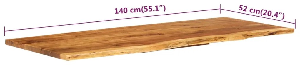 Tampo p/ móvel toucador WC 140x52x2,5 cm madeira acácia maciça