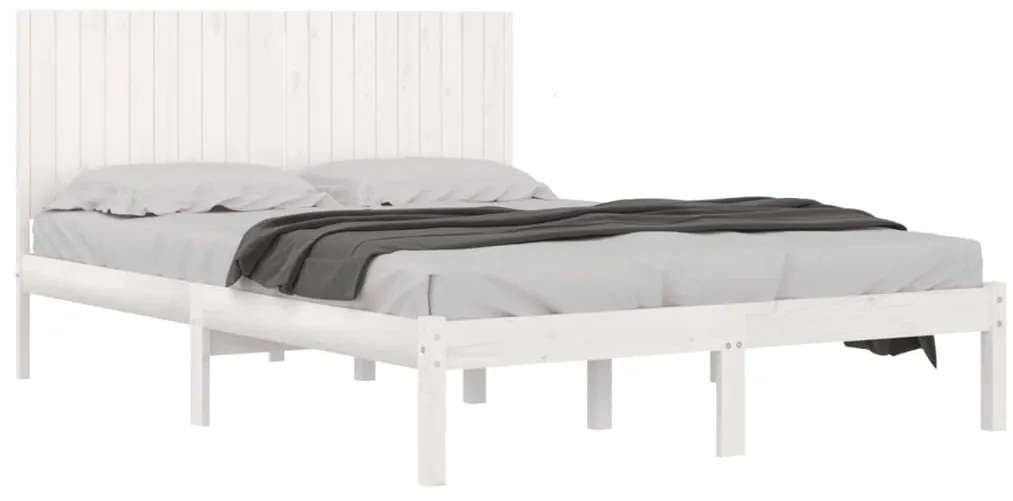 Cama sem colchão 200x200 cm madeira de pinho maciça branco