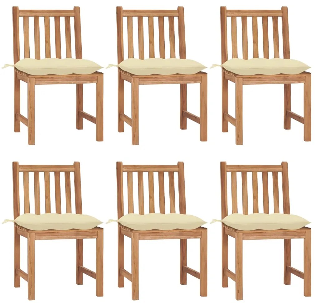 Cadeiras de jardim 6 pcs c/ almofadões madeira de teca maciça