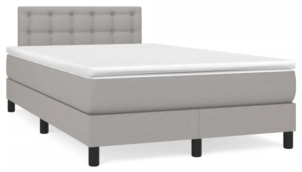 vidaXL Cama boxspring com colchão 120x190 cm tecido cinzento-claro