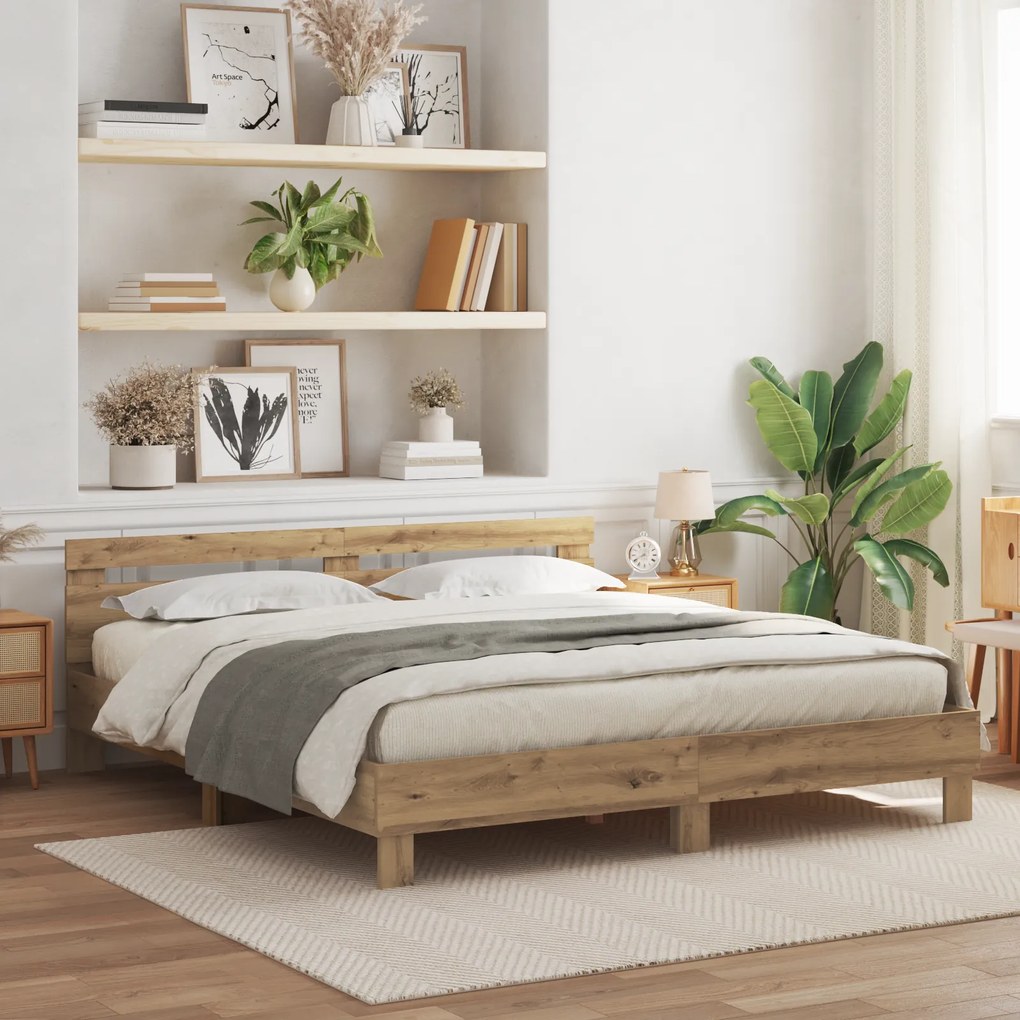 vidaXL Estrado de Cama em Madeira Carvalho Artesanal