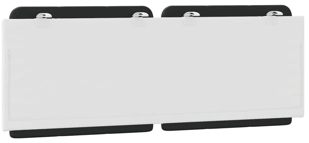 Almofadão de cabeceira 140 cm couro artificial preto e branco