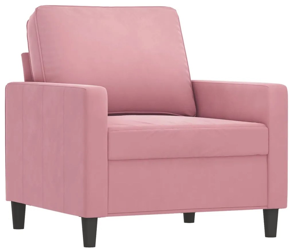 4 pcs conjunto de sofás com almofadas veludo rosa