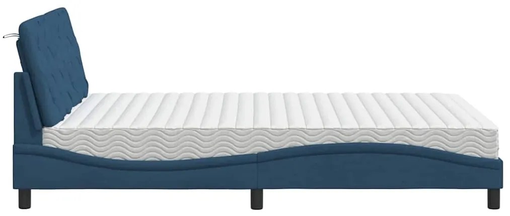 Cama com colchão 140x200 cm tecido azul
