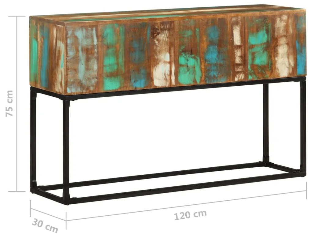 Mesa consola 120x30x75 cm madeira recuperada maciça
