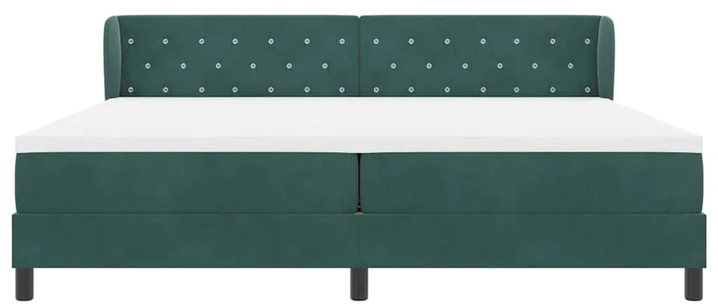 Cama Box Spring vidaXL com Colchão Verde Escuro 200x200 cm Veludo