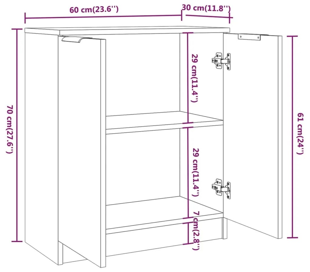 Aparador Flix - Com 2 Portas - Cor Carvalho Sonoma - 60x30x70 cm - Em