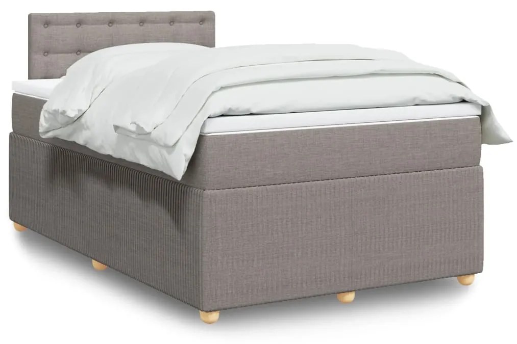 Cama boxspring c/ colchão 120x190cm tecido castanho-acinzentado