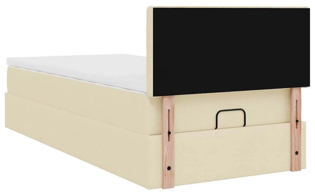 Cama otomana com colchão 100x200 cm tecido creme