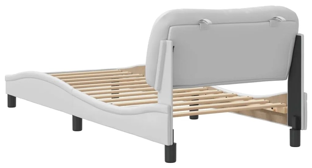 Estrutura de cama c/ cabeceira couro artificial 90x190cm branco