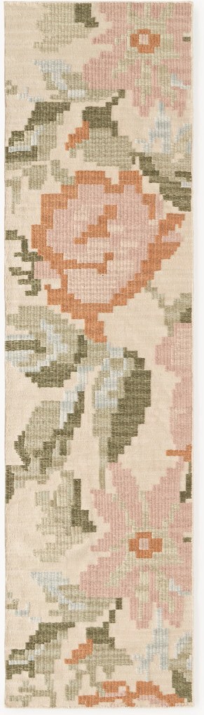 Tapete em lã com padrão de flores bordado Rosha