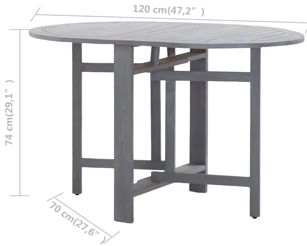 Mesa de jardim 120x70x74 cm madeira de acácia maciça cinzento