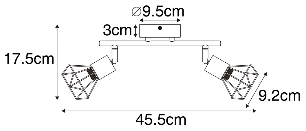 Projetores pretos com madeira rotativos e inclináveis 2-luzes - Mosh