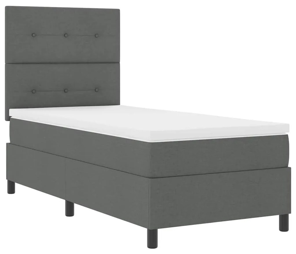 Cama Box Spring com Colchão Cinza Escuro 100x200 cm Tecido