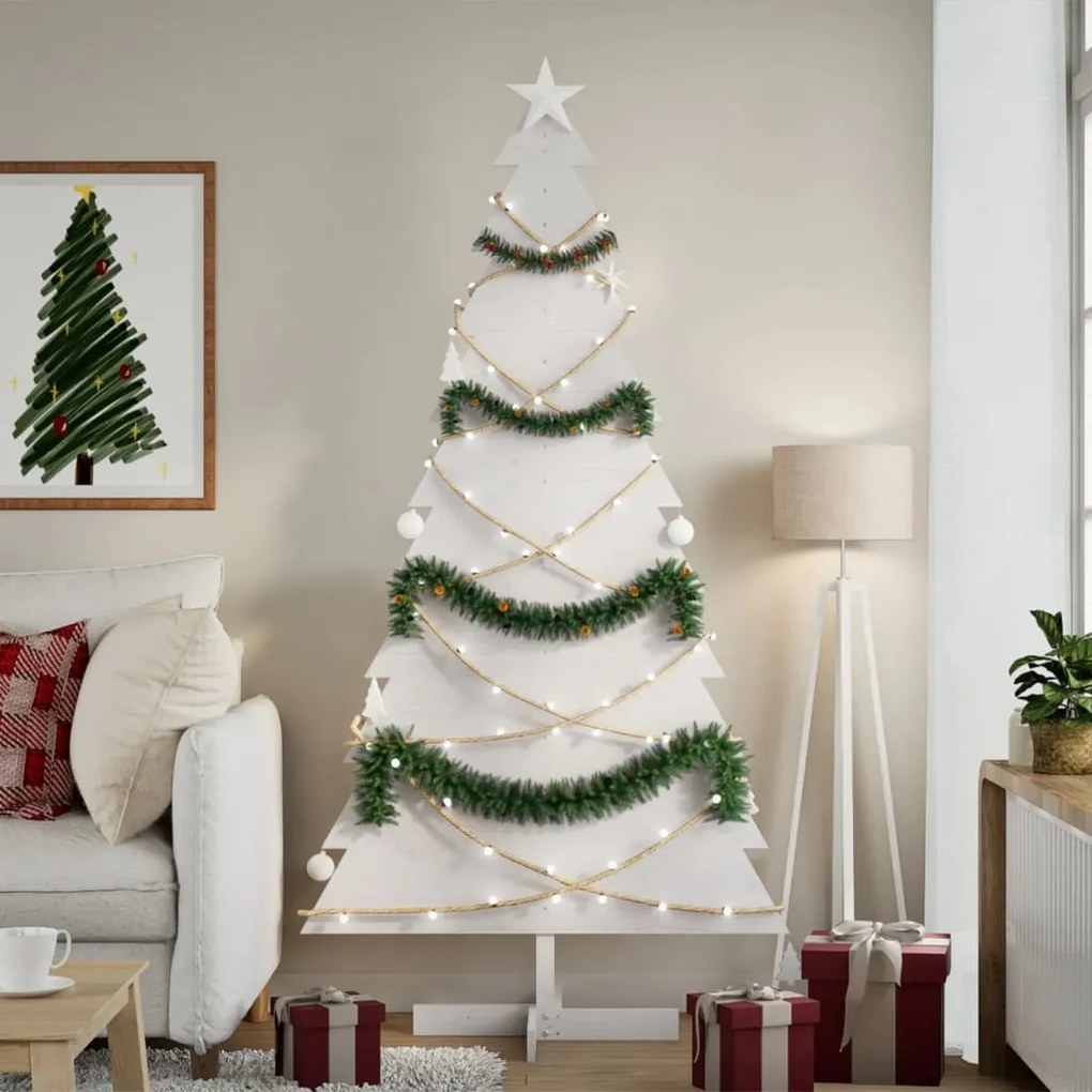 vidaXL Árvore Natal decorativa 180 cm madeira de pinho maciça branco