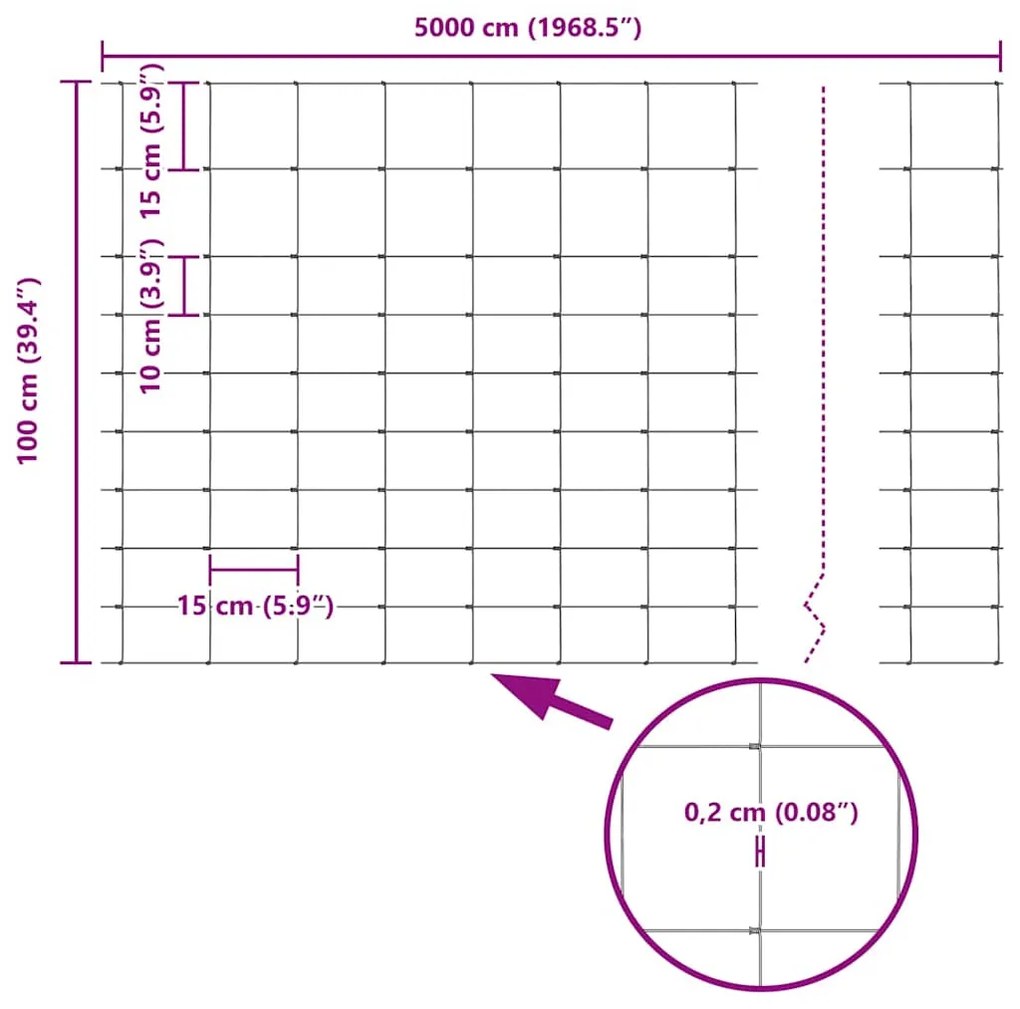 Cerca de Campo 1x50 m Aço Galvanizado