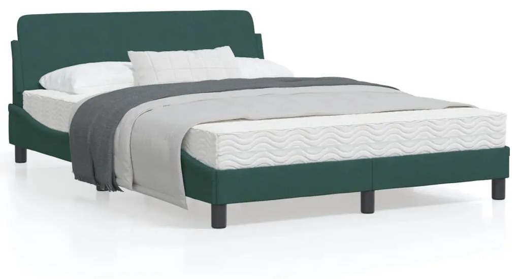 vidaXL Estrutura de cama sem colchão 140x200 cm veludo verde-escuro