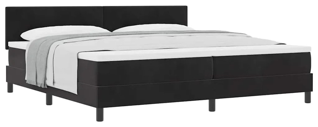 Cama Box Spring vidaXL com Colchão Preto 200x200 cm Veludo