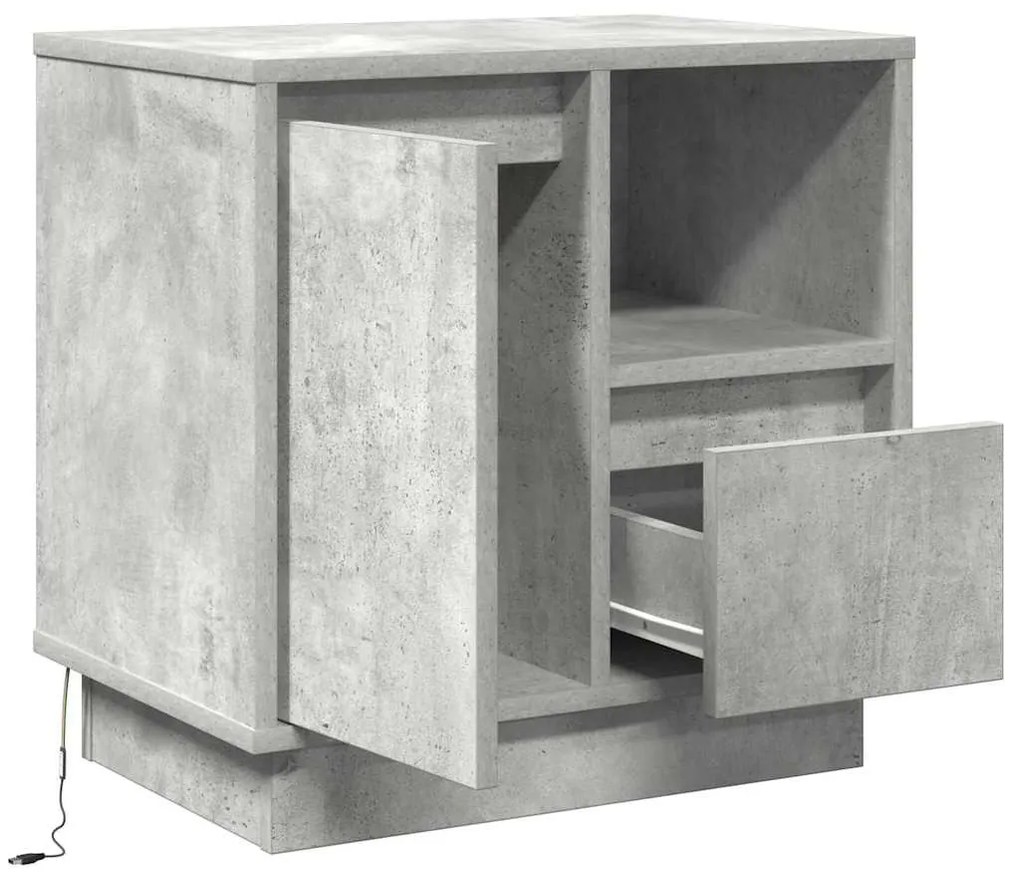 Mesas de cabeceira com LED 2 pcs betão cinza 50x34.5x50 cm
