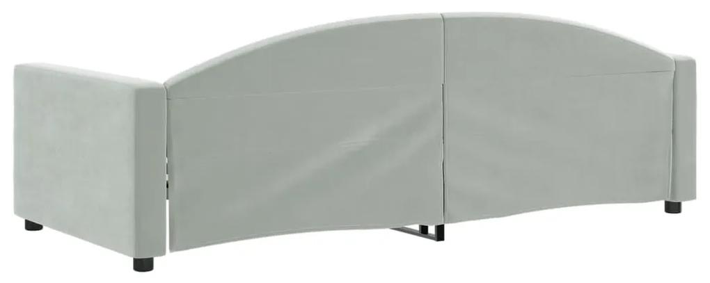Sofá-cama 90x200 cm veludo cinzento-claro