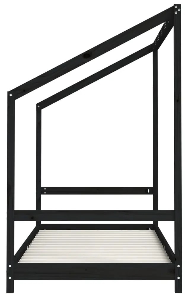 Estrutura de cama infantil 90x190 cm pinho maciço preto