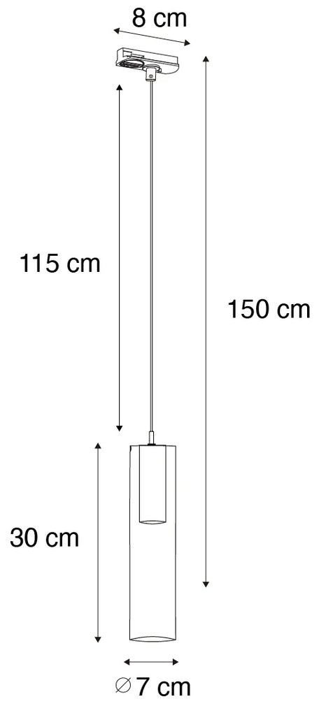 Candeeiro pendente moderno em metal cinzento para sistema de trilhos monofásicos - Iconic Lloyd Moderno