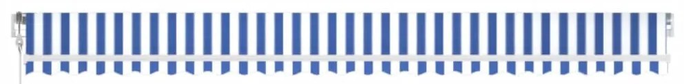 Toldo retrátil automático 600x350 cm azul e branco