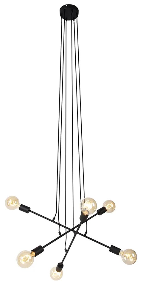 Candeeiro de suspensão moderno preto 80 cm 6 luzes - Sydney Moderno