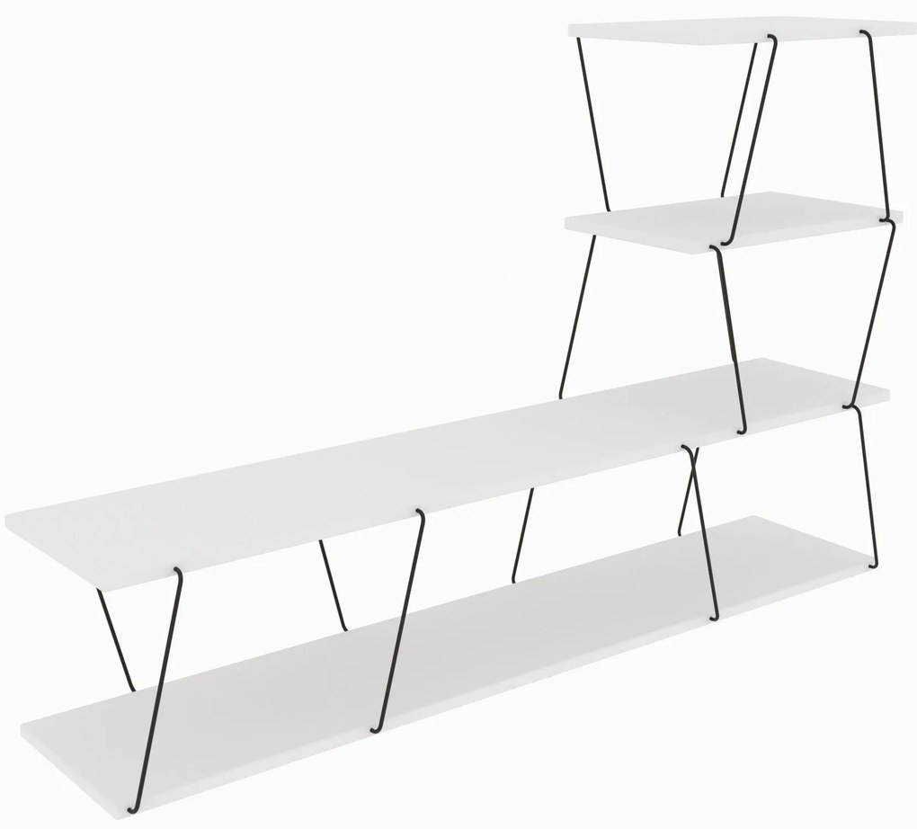Conjunto de Mobiliário de Sala Basak – Branco e Preto – TV Stand 150x9