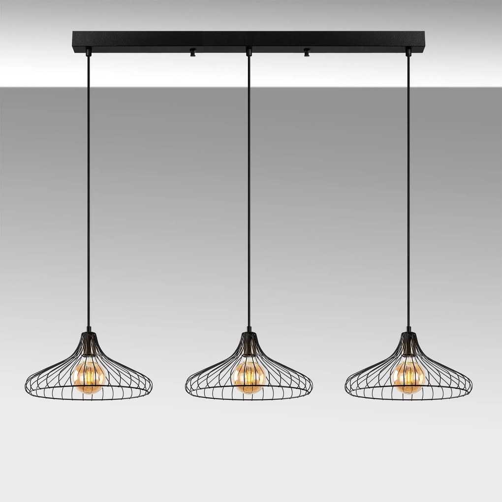 Chandelier Depay – Preto Antigo – 148 x 36 x 30-120 cm