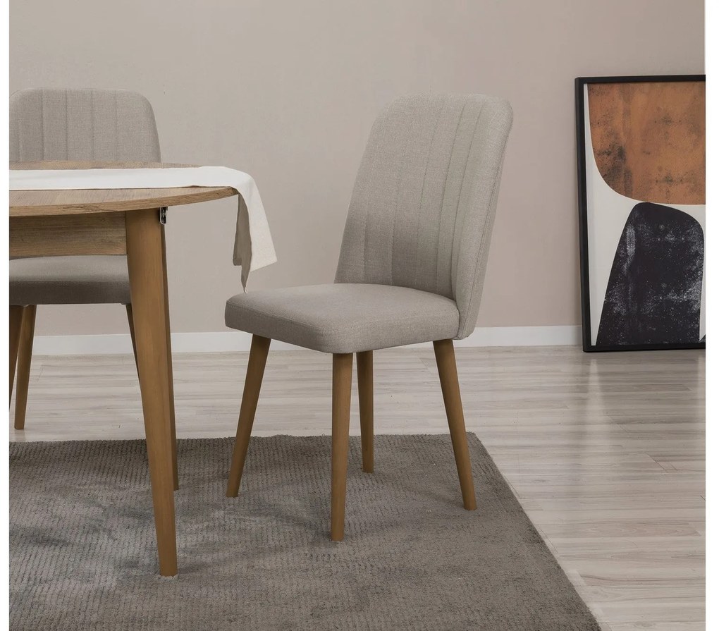 Conjunto de Mesa de Jantar Extensível Vina – Pinheiro Atlântico e Crem