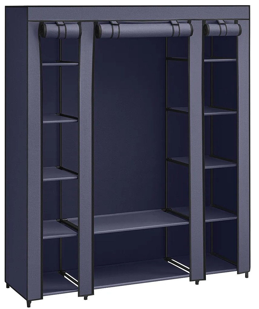 Roupeiro portátil de tecido com várias prateleiras para roupas. | SONGMICS | 150 x 45 x 175 cm | azul marinho | LSF003I02.