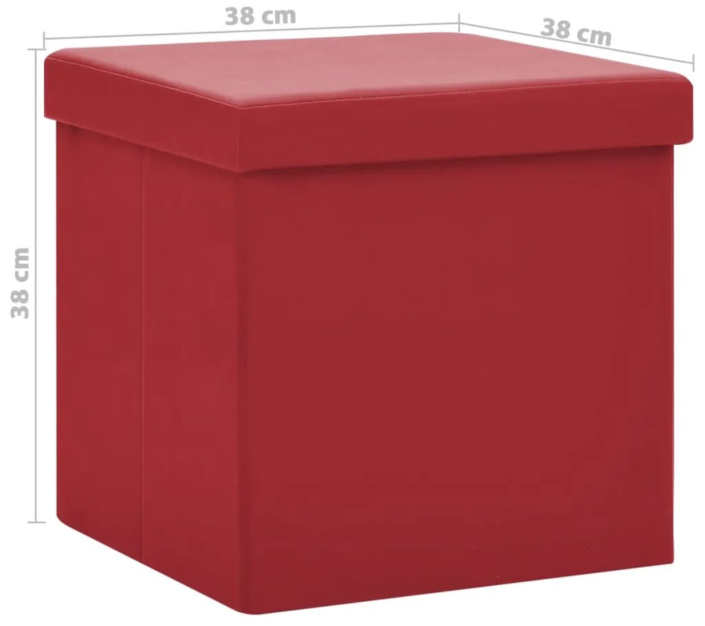 Banco de arrumação dobrável PVC vermelho tinto