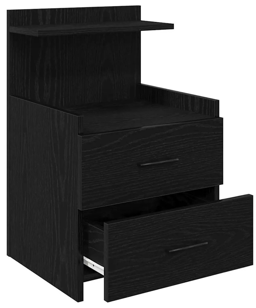Mesa de cabeceira com 2 gavetas preta 40x36,5x62 cm