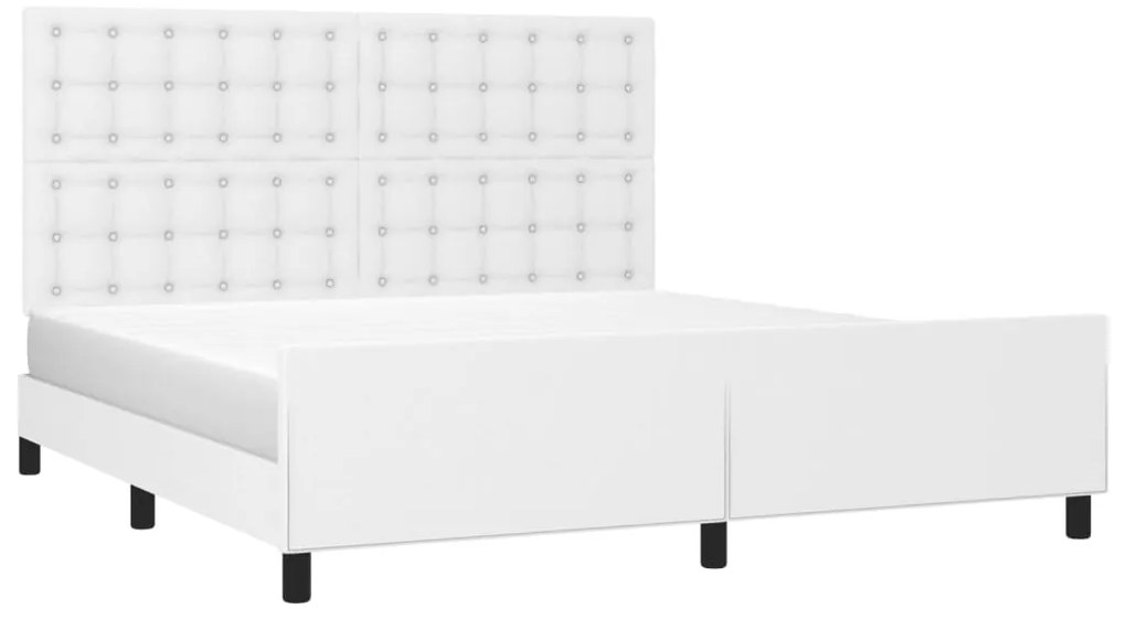 Estrutura cama c/ cabeceira 180x200 cm couro artificial branco