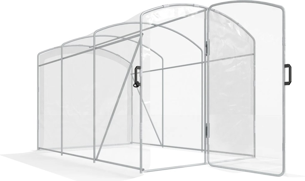 Outsunny Estufa túnel, acessível, filme transparente, estrutura de aço galvanizado, 3 x 2 x 2m | Aosom Portugal